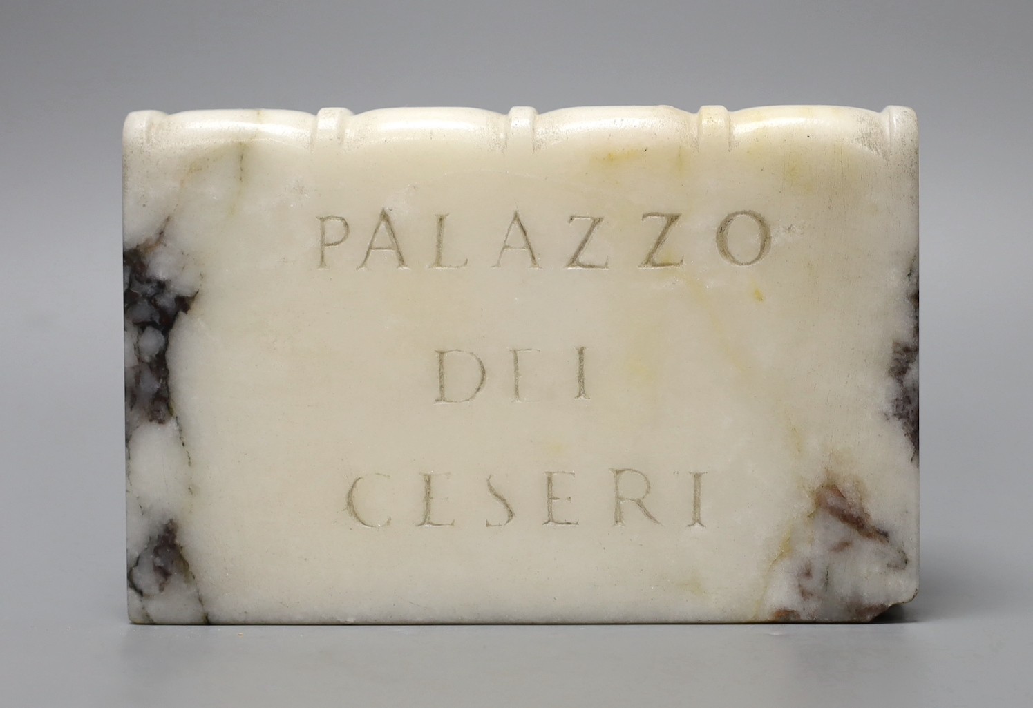 A 19th century Grand Tour carved marble ‘book’ - 'Palazzo dei Ceseri’, 16cm